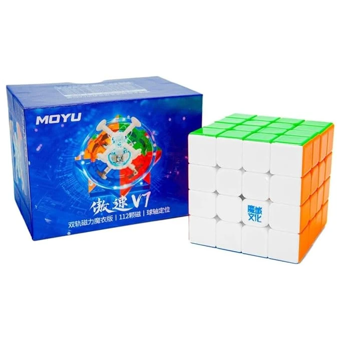 MoYu AoSu 4x4 V7 Double-Track Magnetic Speed Cube (58mm) | Ball-Core & UV Coated Professional Puzzle | 112 Magnets for Ultimate Control & Smooth Turning