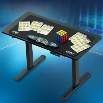 The Sleep Company - Electric Height Adjustable Desk | Ergonomic Work from Home Table | 4 Memory Presets | 2 Years Warranty | 1200 x 600 Thick Top | Free Installation | Black & Black